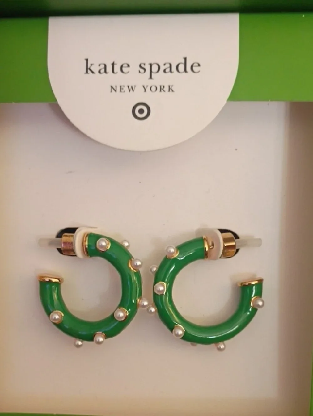 kate spade x Target Green Enamel Earrings with Pearlesque Accents